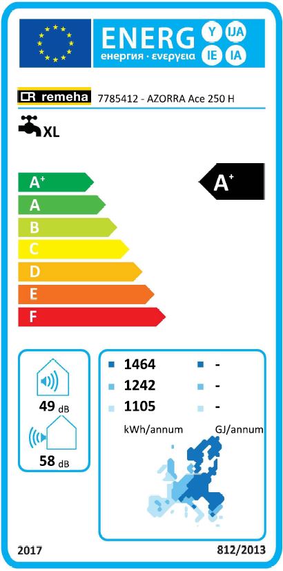 Remeha Azorra Ace 250 H Warmwasser Wärmepumpe mit WT u. E-Heizung 2,4 kW