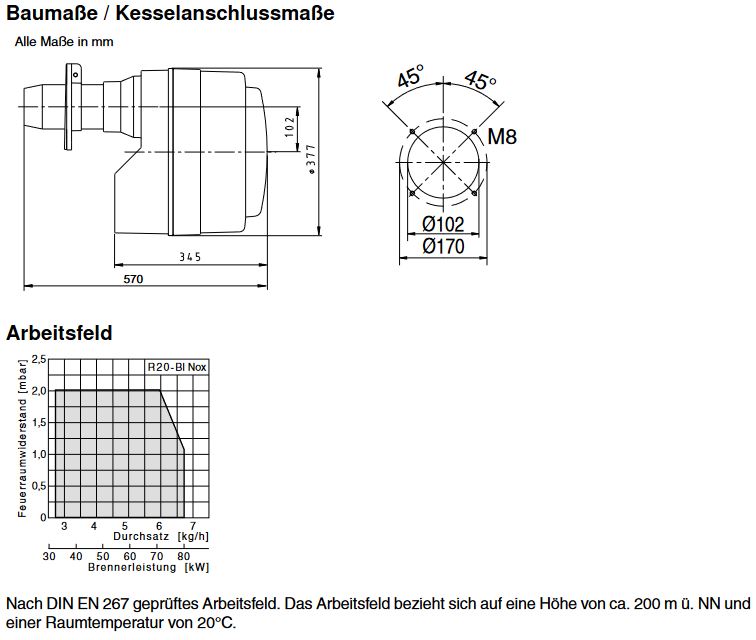 Giersch Ölbrenner R20-V-L-BI Nox 33-80 kW Ölgebläsebrenner Bio Heizöl