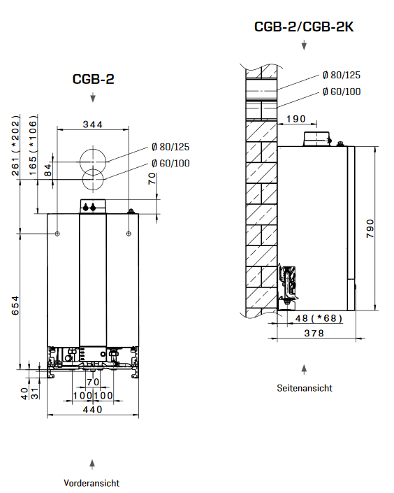 Wolf Gas Brennwertgerät CGB-2-14 kW Brennwert Gastherme Heiztherme ohne Regelung