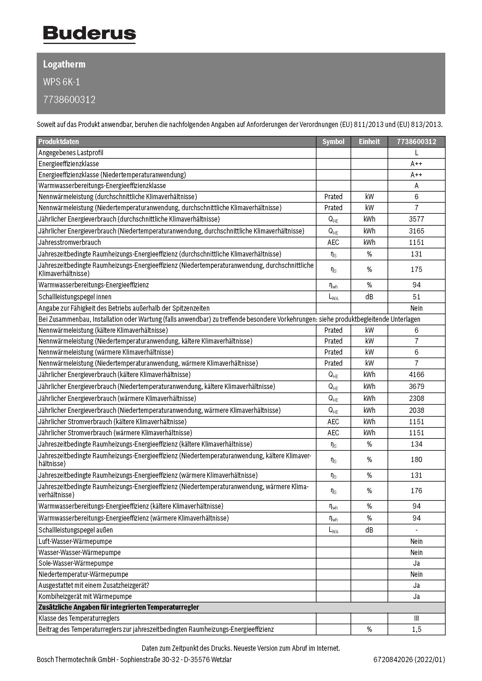 Buderus Sole Wasser Wärmepumpe Logatherm WPS K-1 Erdwärmepumpe Wasserspeicher