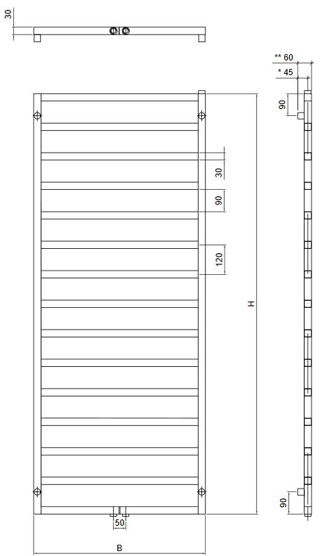 Design Badheizkörper Venus in weiss - Handtuchheizkörper Heizkörper Radiator