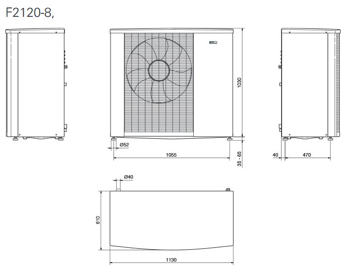 NIBE Luft Wasser Wärmepumpe Paket F2120 8 mit 5,9 kW Inneneinheit VVM S320