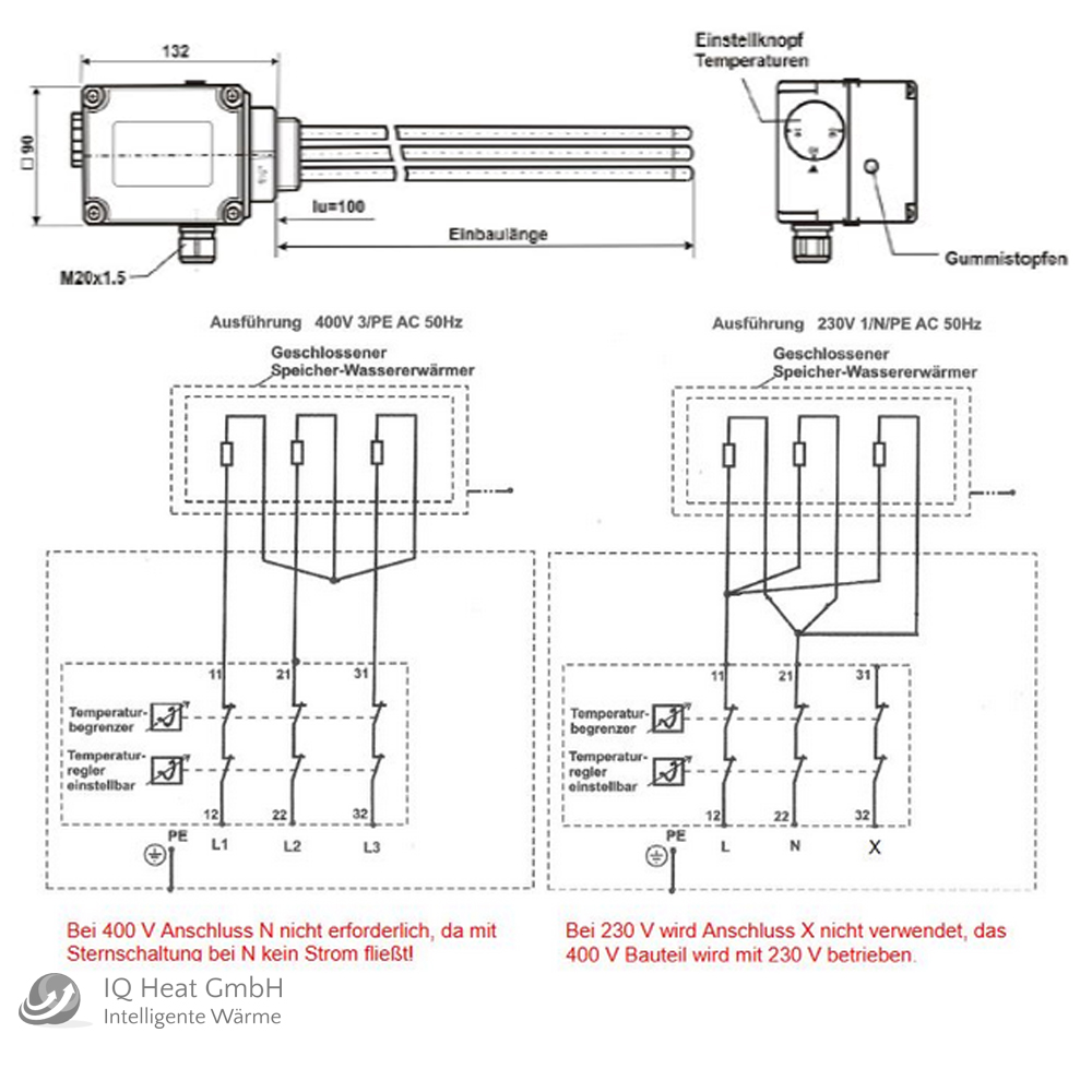 TWL Elektroheizstab 2 bis 12 KW Heizstab Heizpatrone Pufferspeicher