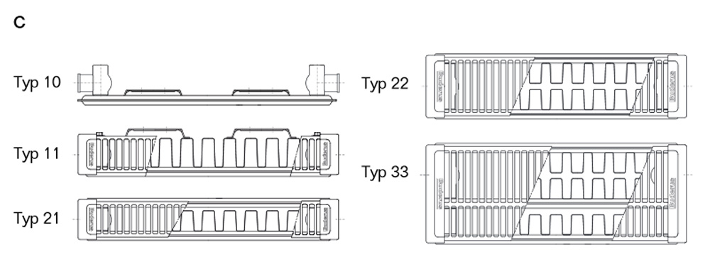 Buderus  Logatrend C Profil Kompakt Heizkörper Bauhöhe 500 mm Typ 11 21 22 33