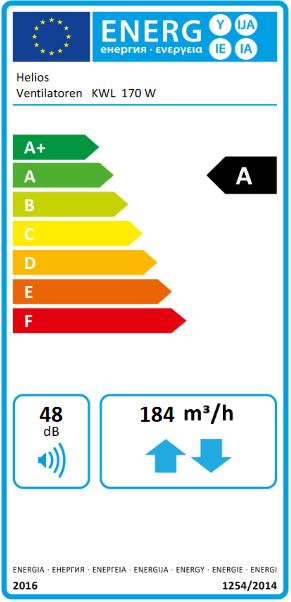 Helios Lüftungsgerät KWL 170 W mit WRG Kunststoff Wärmetauscher Wohnraumlüftung