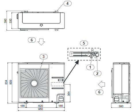 Buderus Split Wärmepumpe Paket Logatherm WPLS8.2 RT Split-WP 8kW (A2/W35)