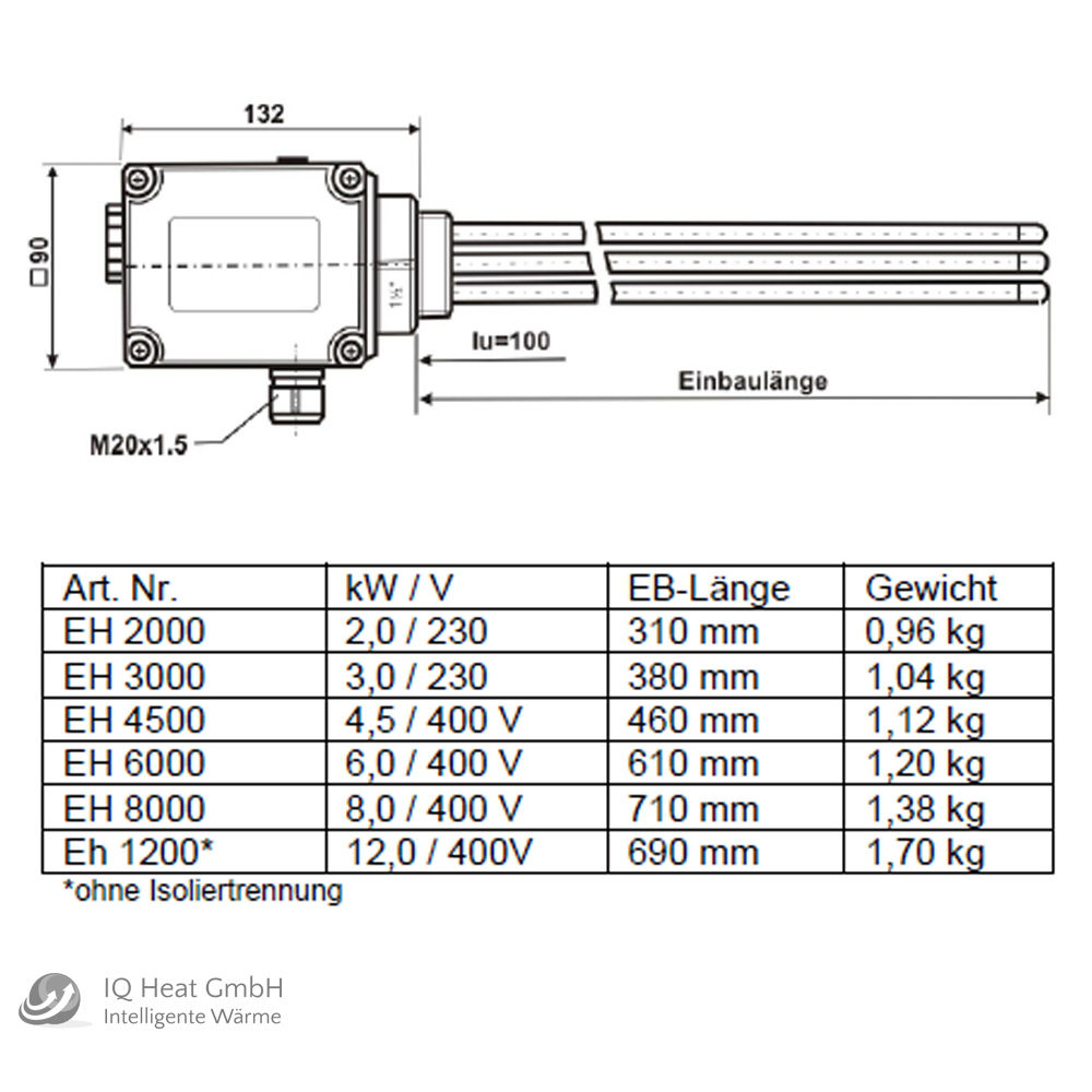 TWL Elektroheizstab 2 bis 12 KW Heizstab Heizpatrone Pufferspeicher