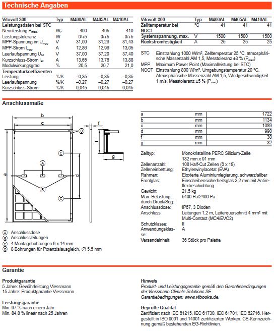 Viessmann Vitovolt 300 M400 AL blackframe Photovoltaik Solarmodul 400 W PV Modul