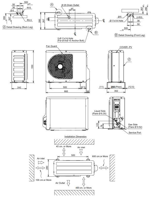 Toshiba Kimaanlage Set SEIYA R32 Wandklimagerät 3,3 kW / 3,6 kW Klimagerät Split