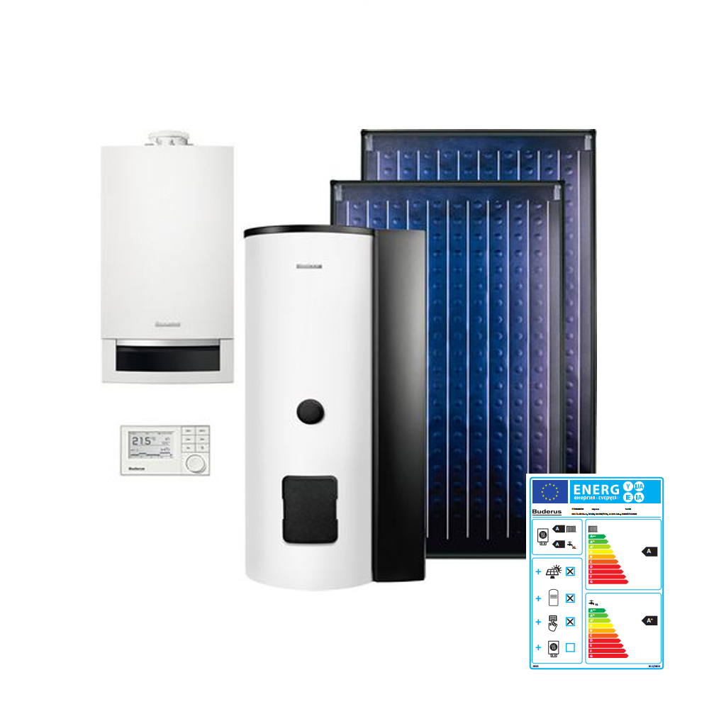 Buderus GB172 Gas Brennwert Solarpaket Trinkwassererwärmung RC310 SMS290 SKN 4.0