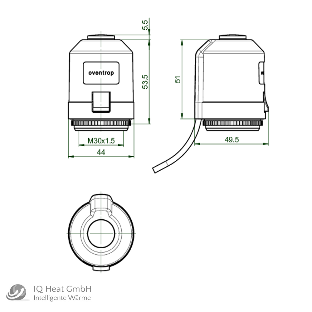 Oventrop Stellantrieb stromloss geschlossen Aktor T 2P O 2,5 W Fußbodenheizung